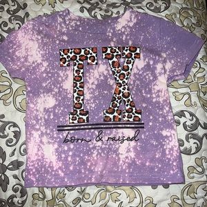 Bleached purple, cheetah print TX shirt
